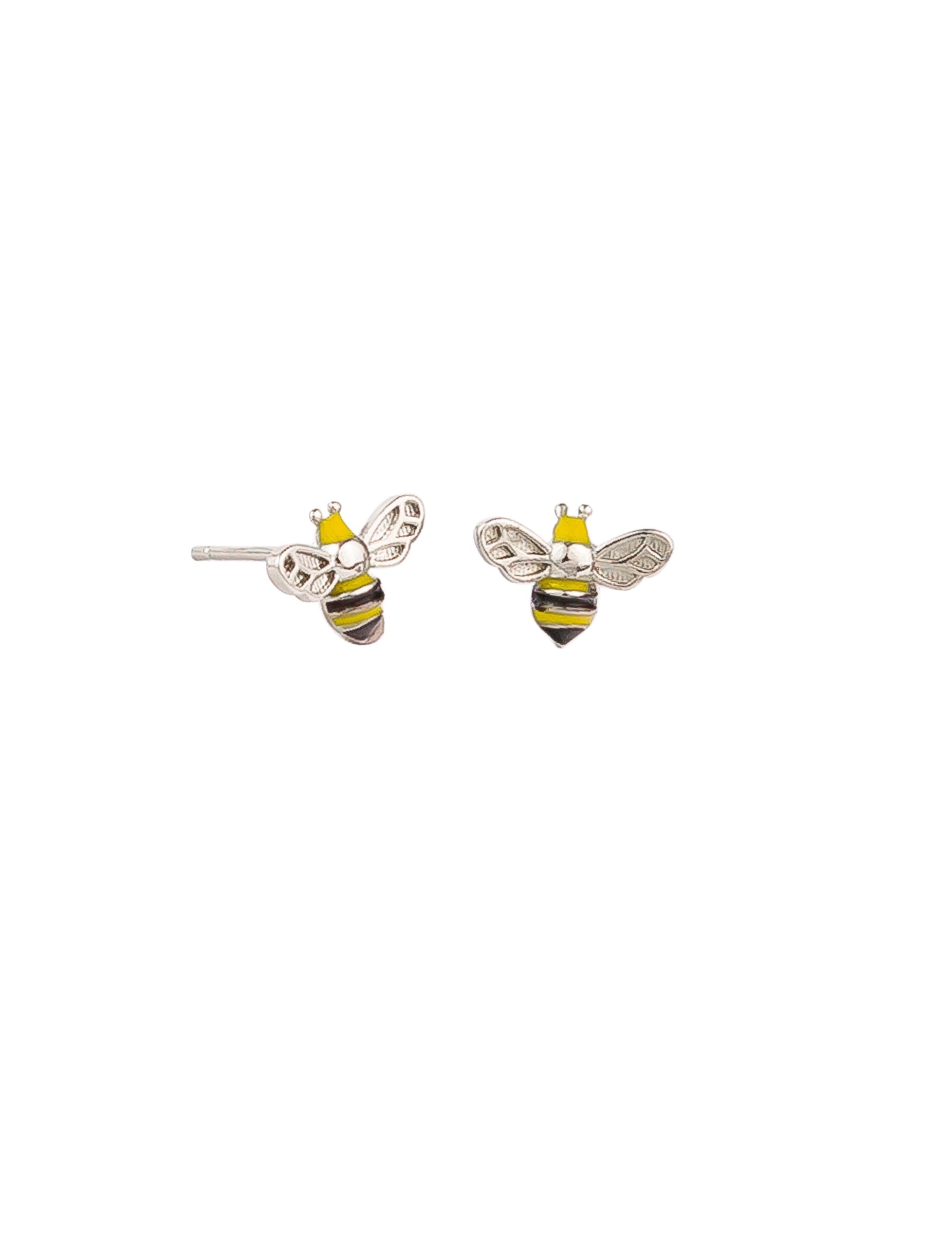 Baby Bee Stud Earrings - Silver