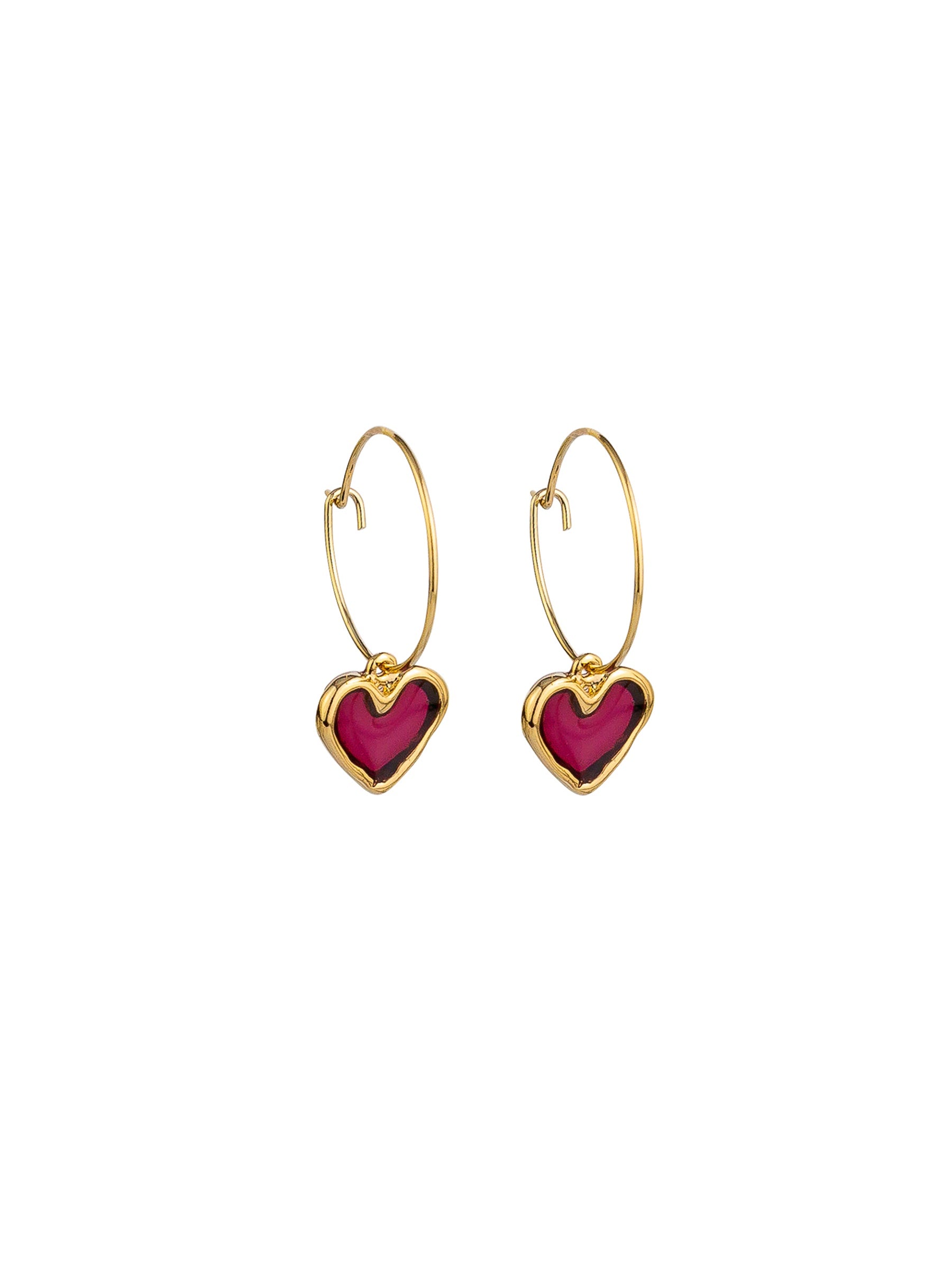 Red Amora Heart Hoops