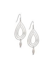 Silver Water Drop & Pearl Drop Earrings