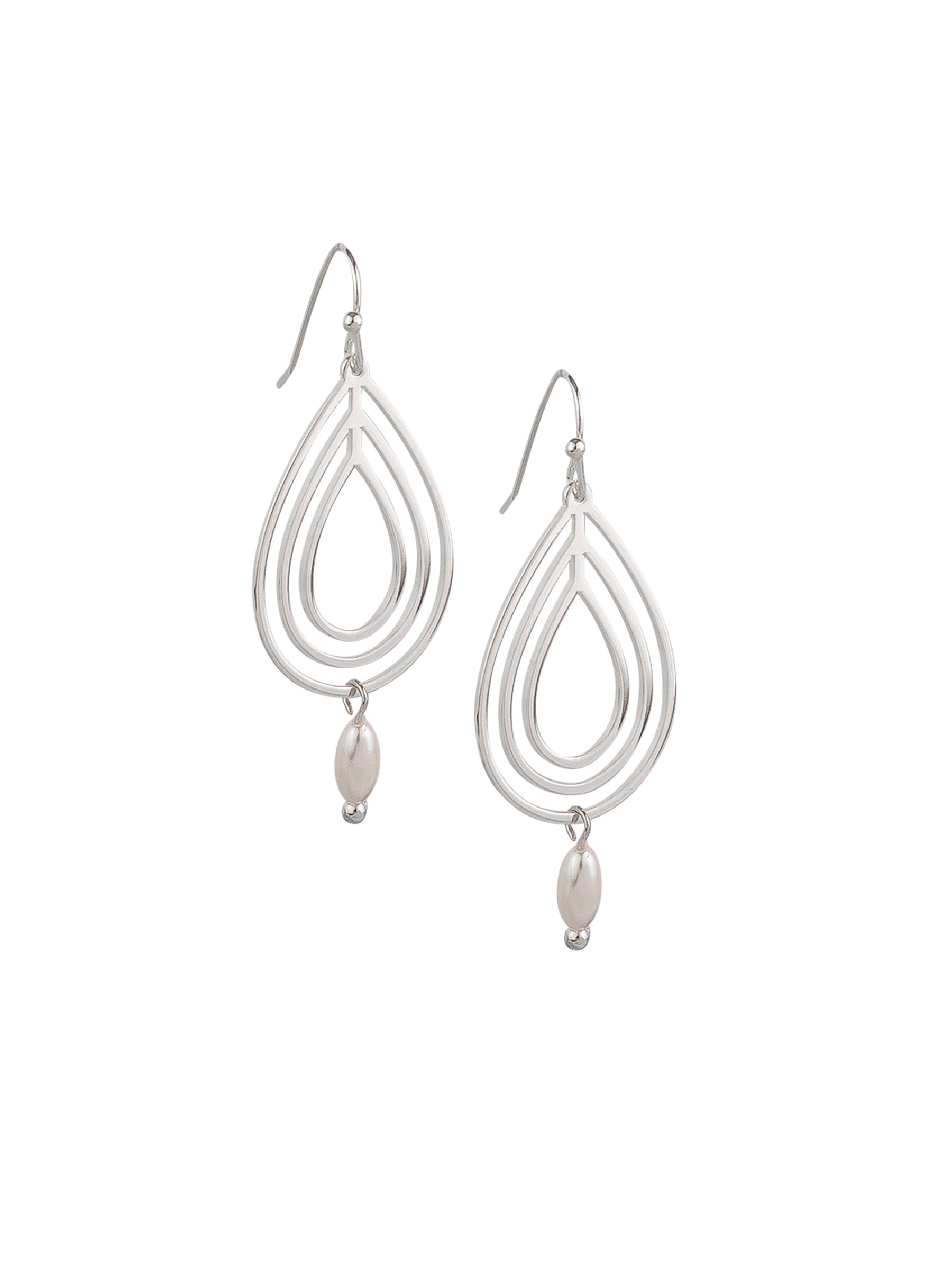 Silver Water Drop & Pearl Drop Earrings