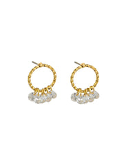 Sparkling Crystal Drop Stud Earrings - Gold