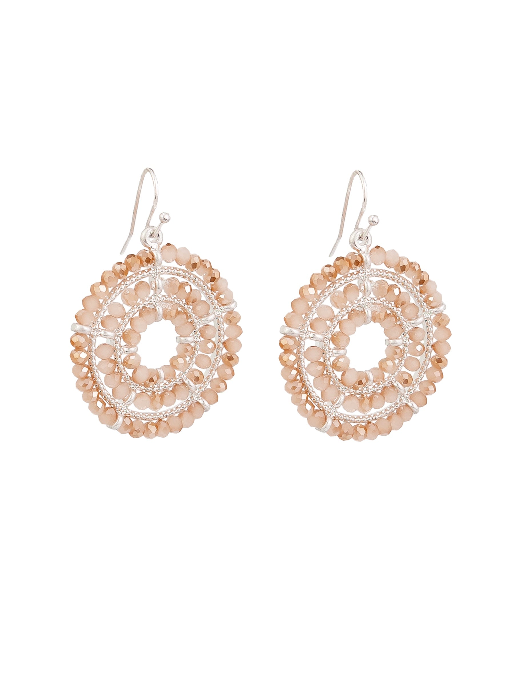 Ilona Drop Earrings, Peach  - Silver