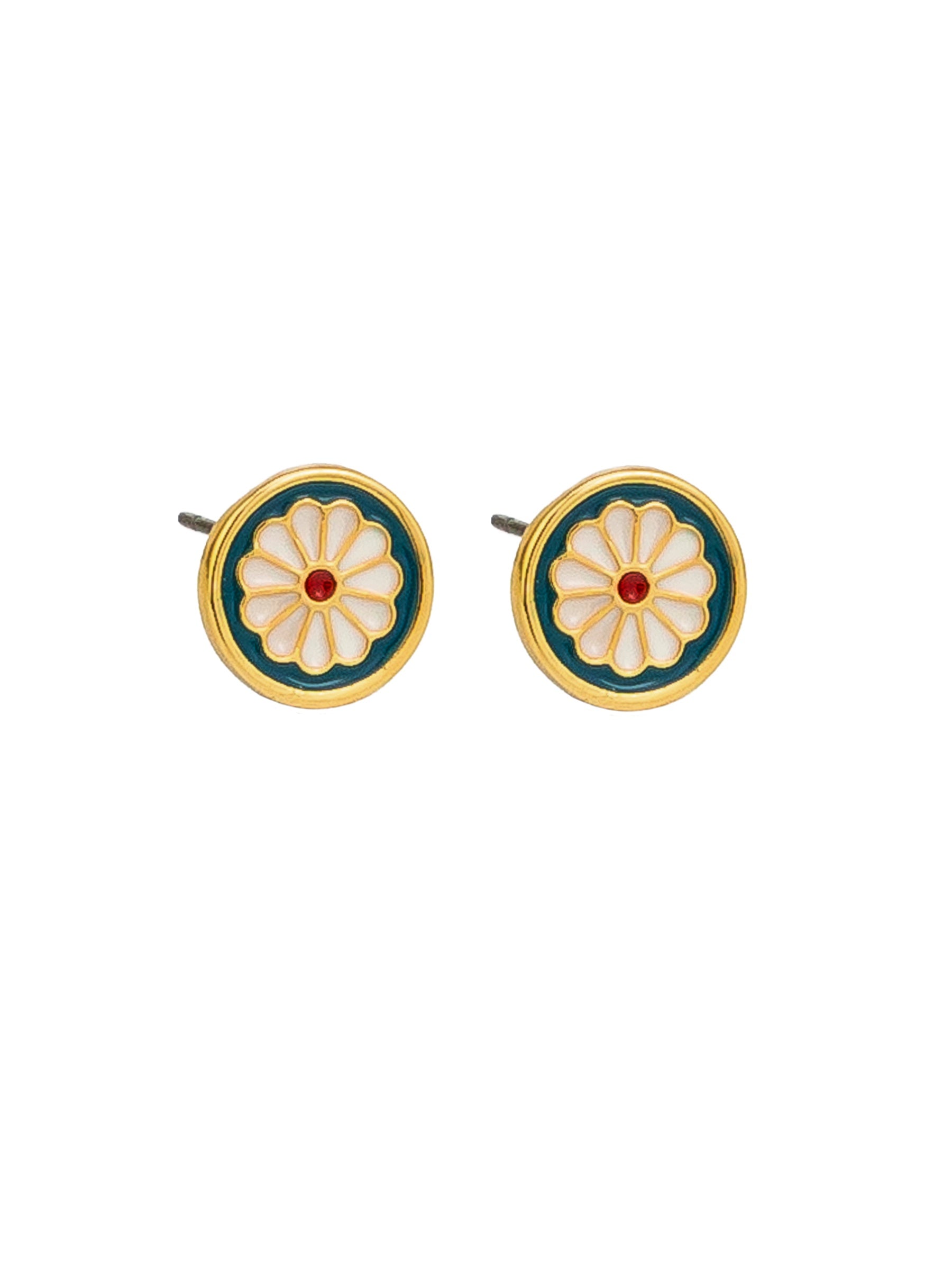 Little Daisy Circle Stud Earrings - Gold