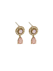 Emily Drop Stud Earrings, Rose Quartz  - Gold