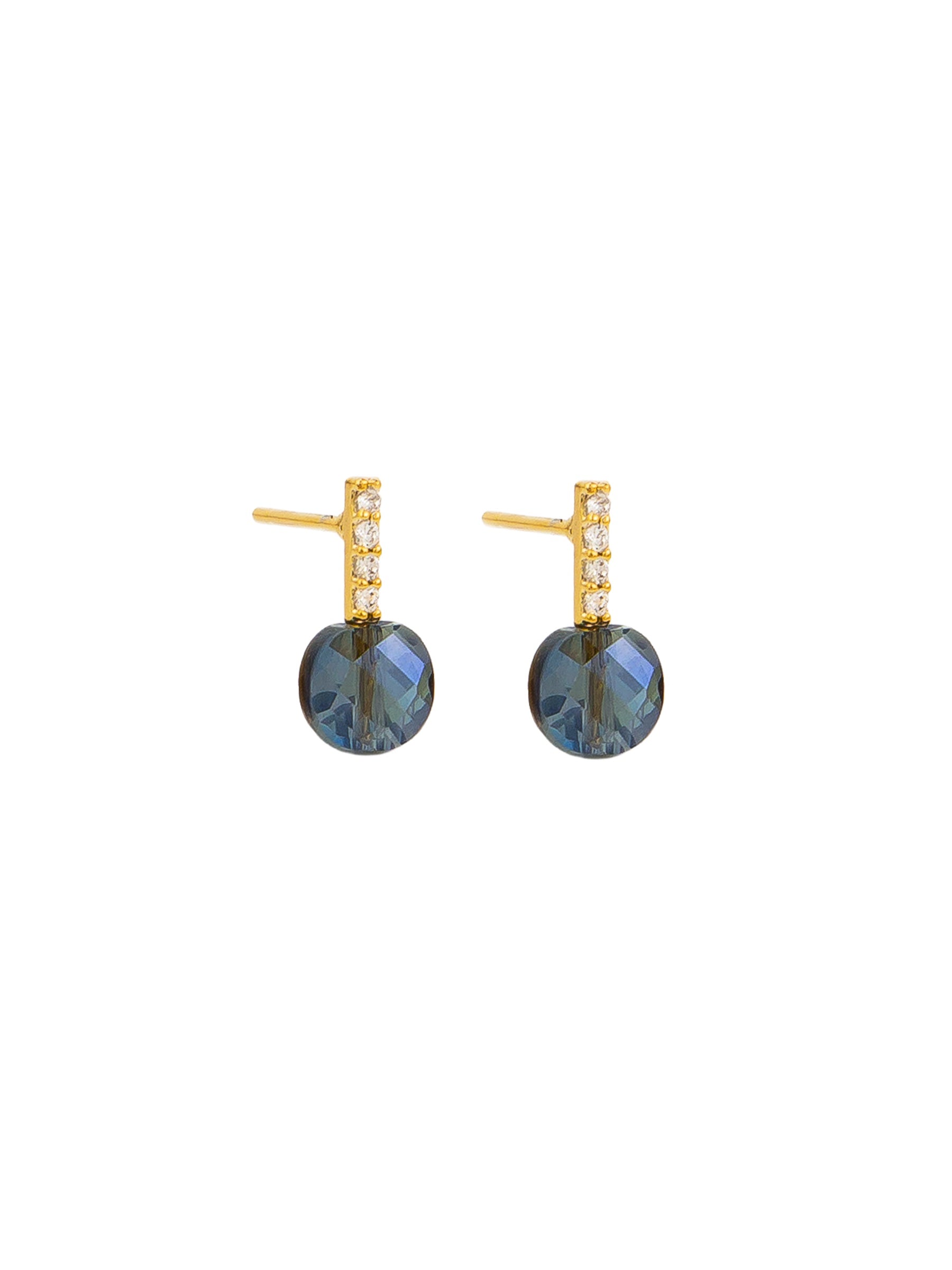 Aria Crystal Stud Earrings, Blue - Gold