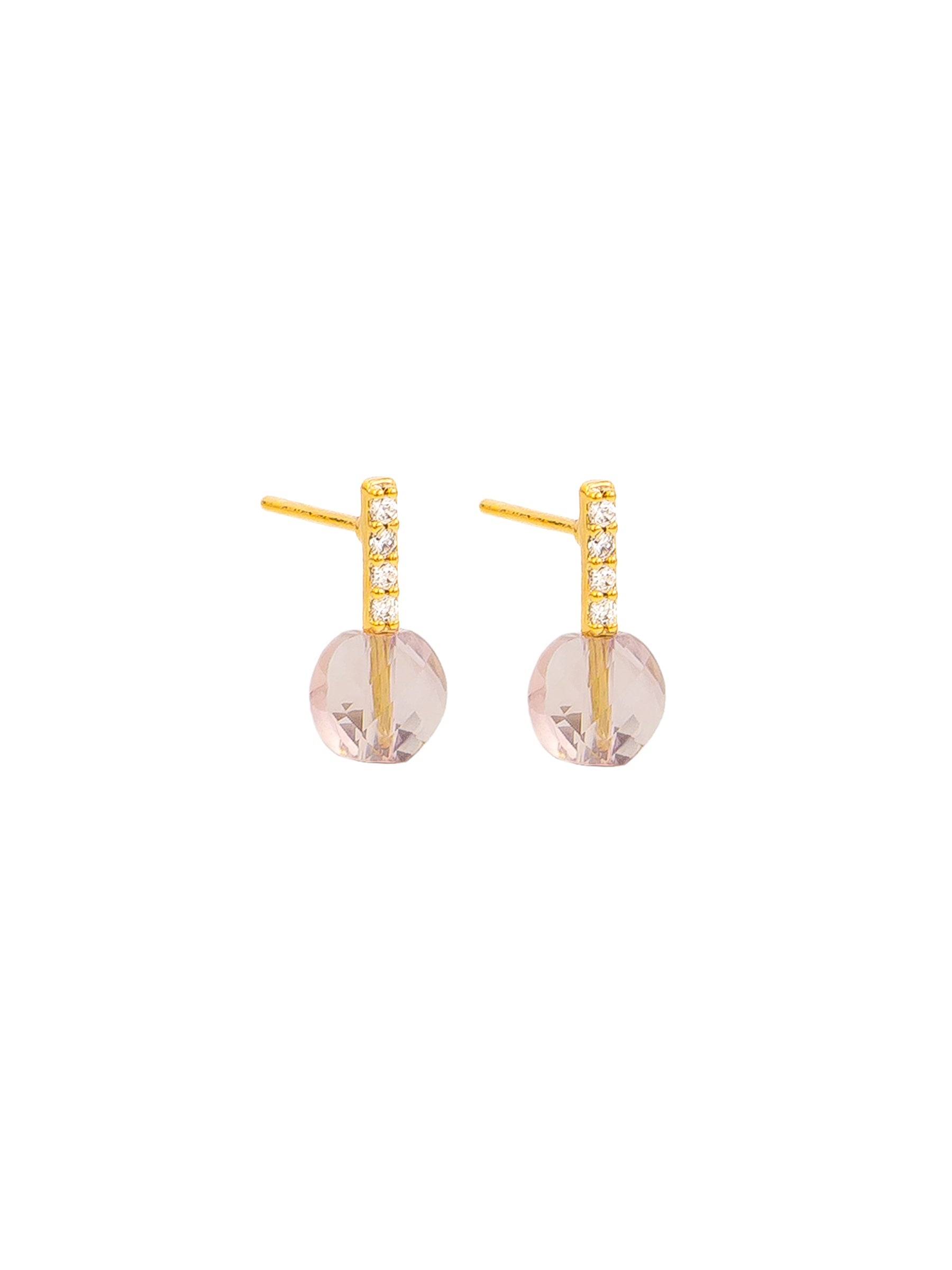 Aria Crystal Stud Earrings, Pink  - Gold
