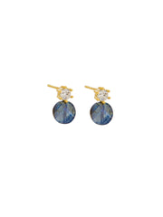 Luna Crystal Stud Earrings, Blue - Gold