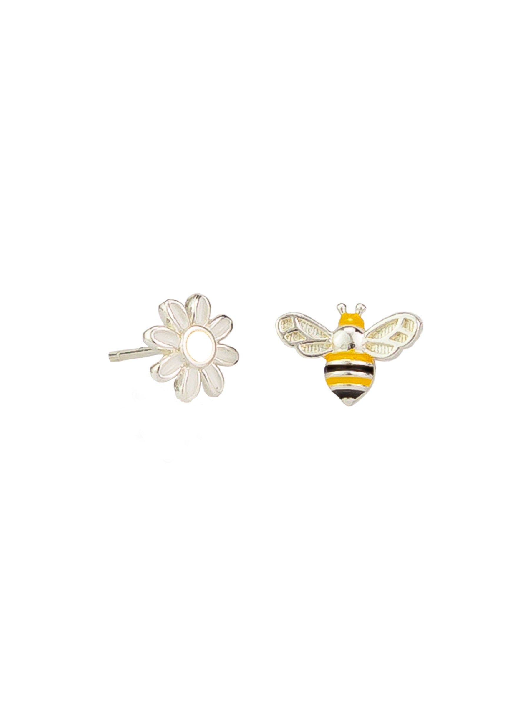 Daisy & Bee Stud Earrings - Silver