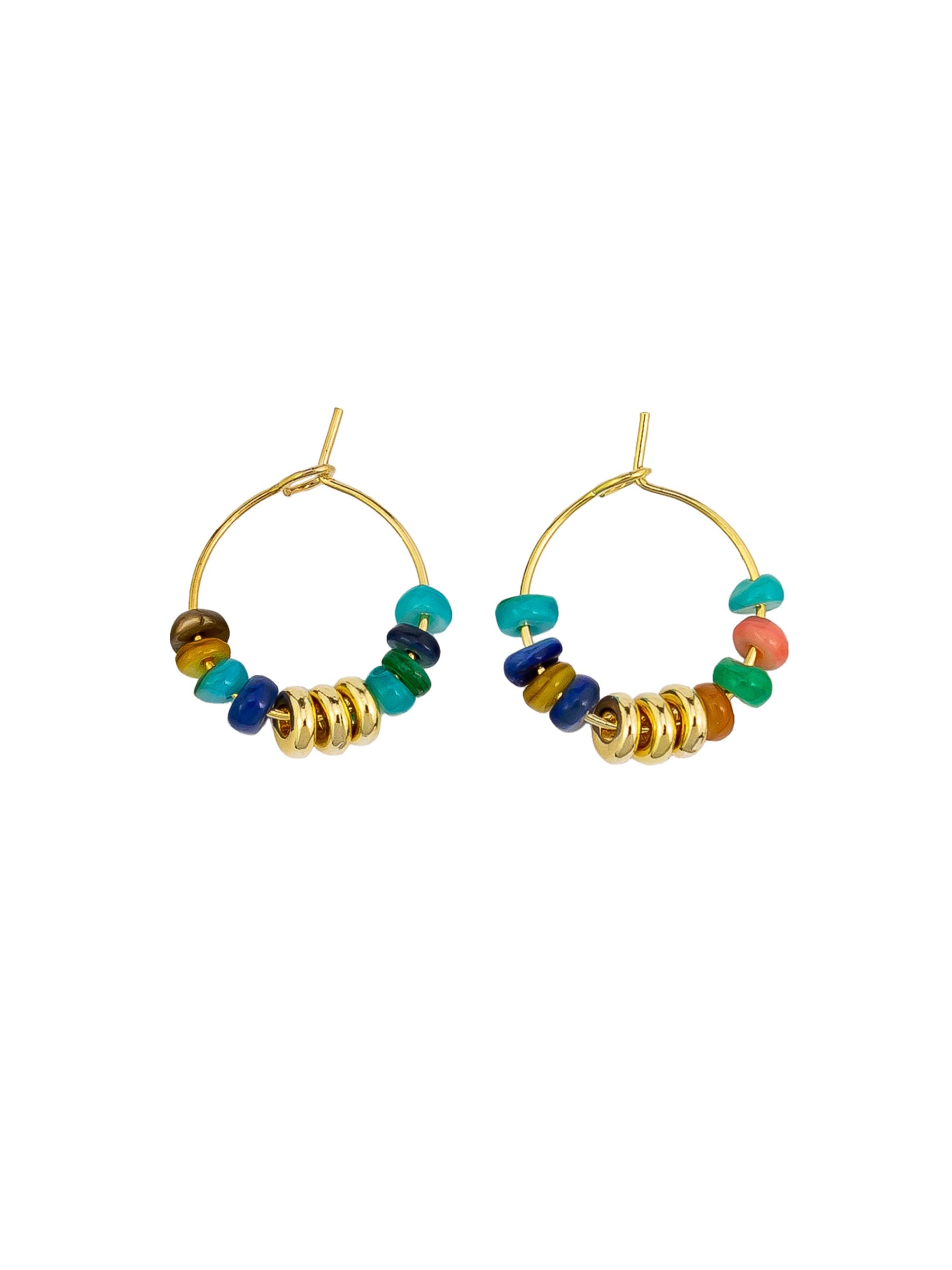 Multi & Gold Beaded Mini Hoops