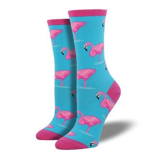 Ladies Socks - Flamingo Sky Blue