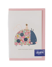 Liberty Ladybird Birthday Card - Betsy Ann Pale Pink
