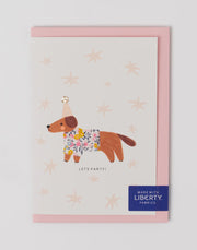 Liberty Sausage Dog Birthday Card - Wiltshire Bud