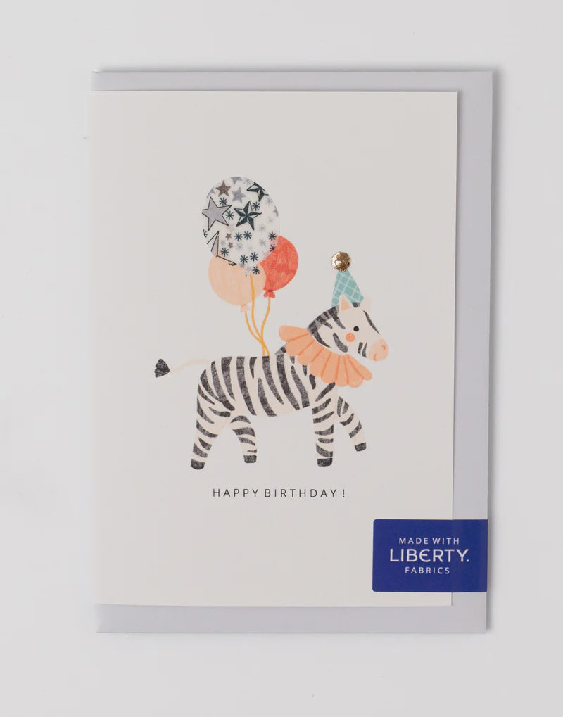 Liberty Zebra Birthday Card - Adelajda's Wish