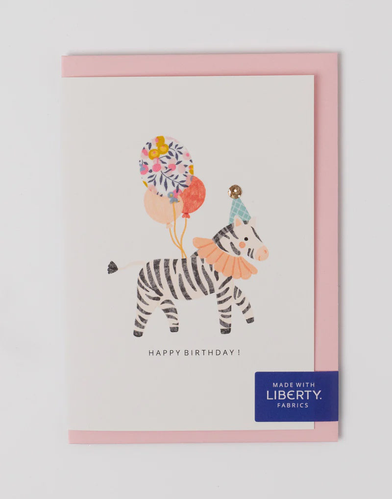 Liberty Zebra Birthday Card - Wiltshire Bud
