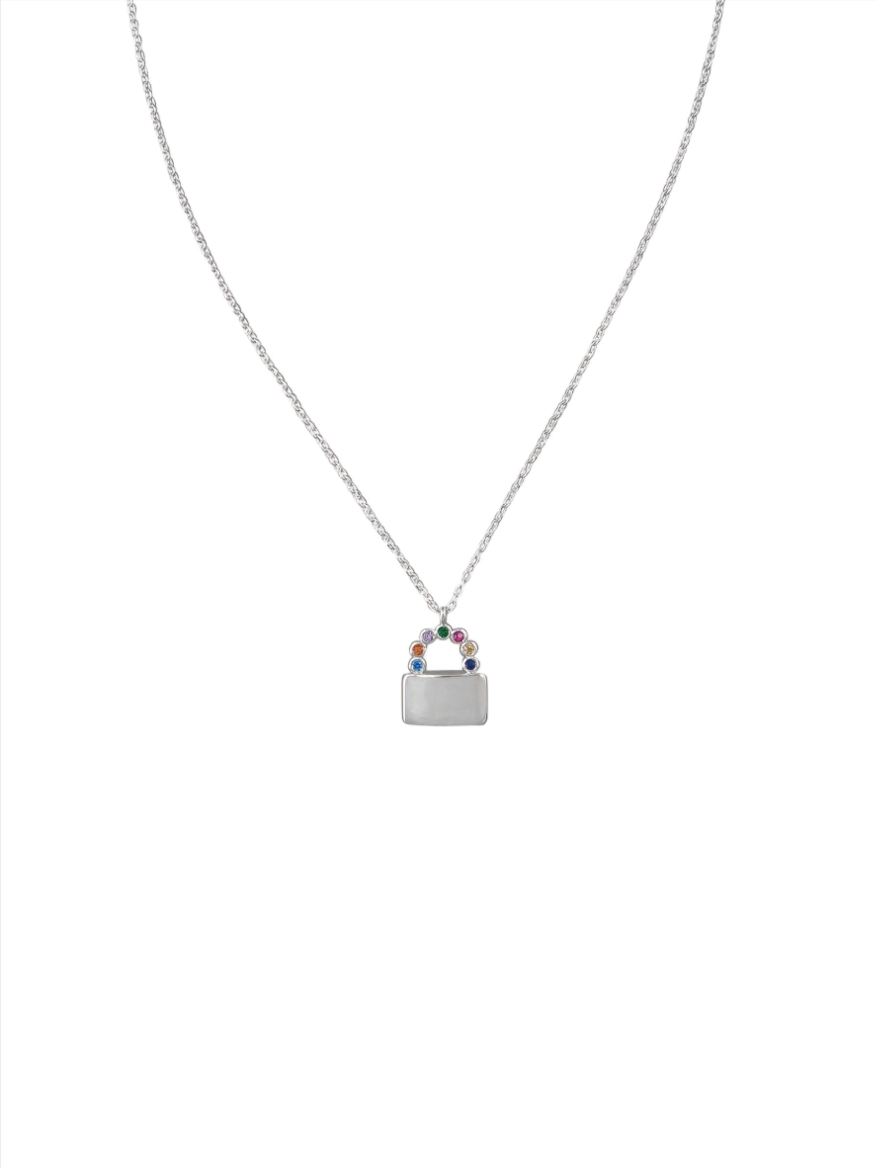 Crystal Lock Necklace - Silver