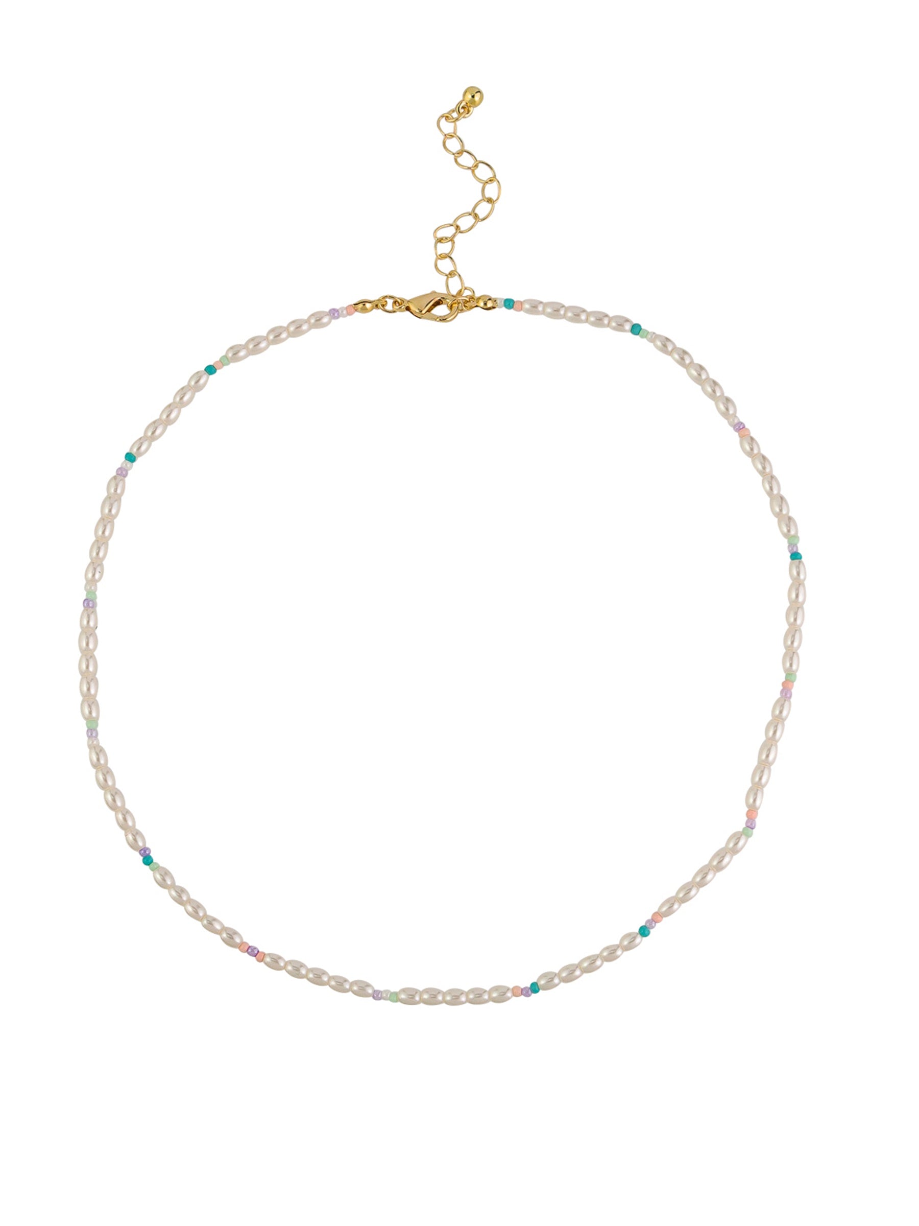 Pearl & Multi Bead Necklace - Gold