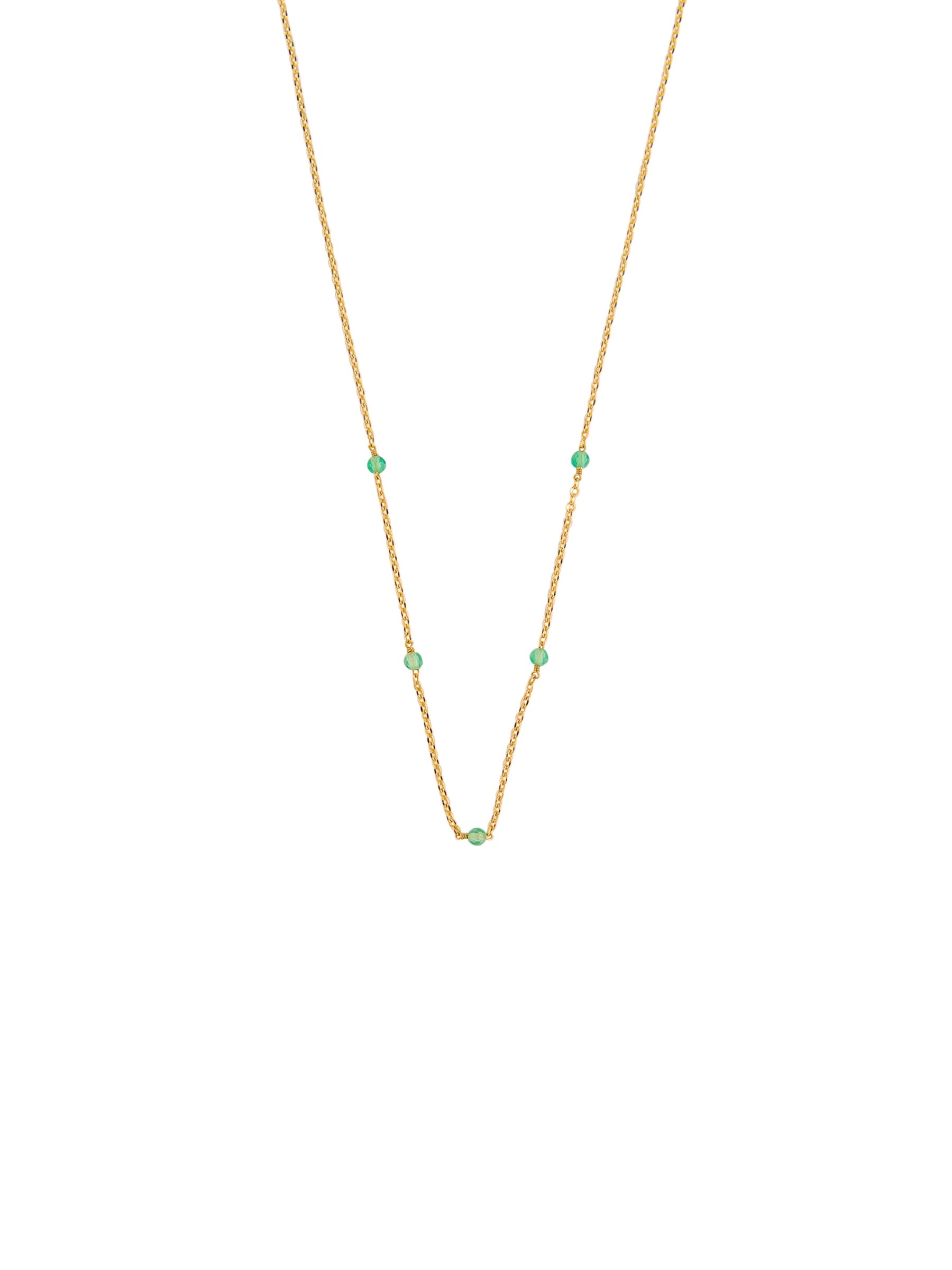 Jade Bead Chain Necklace - Gold