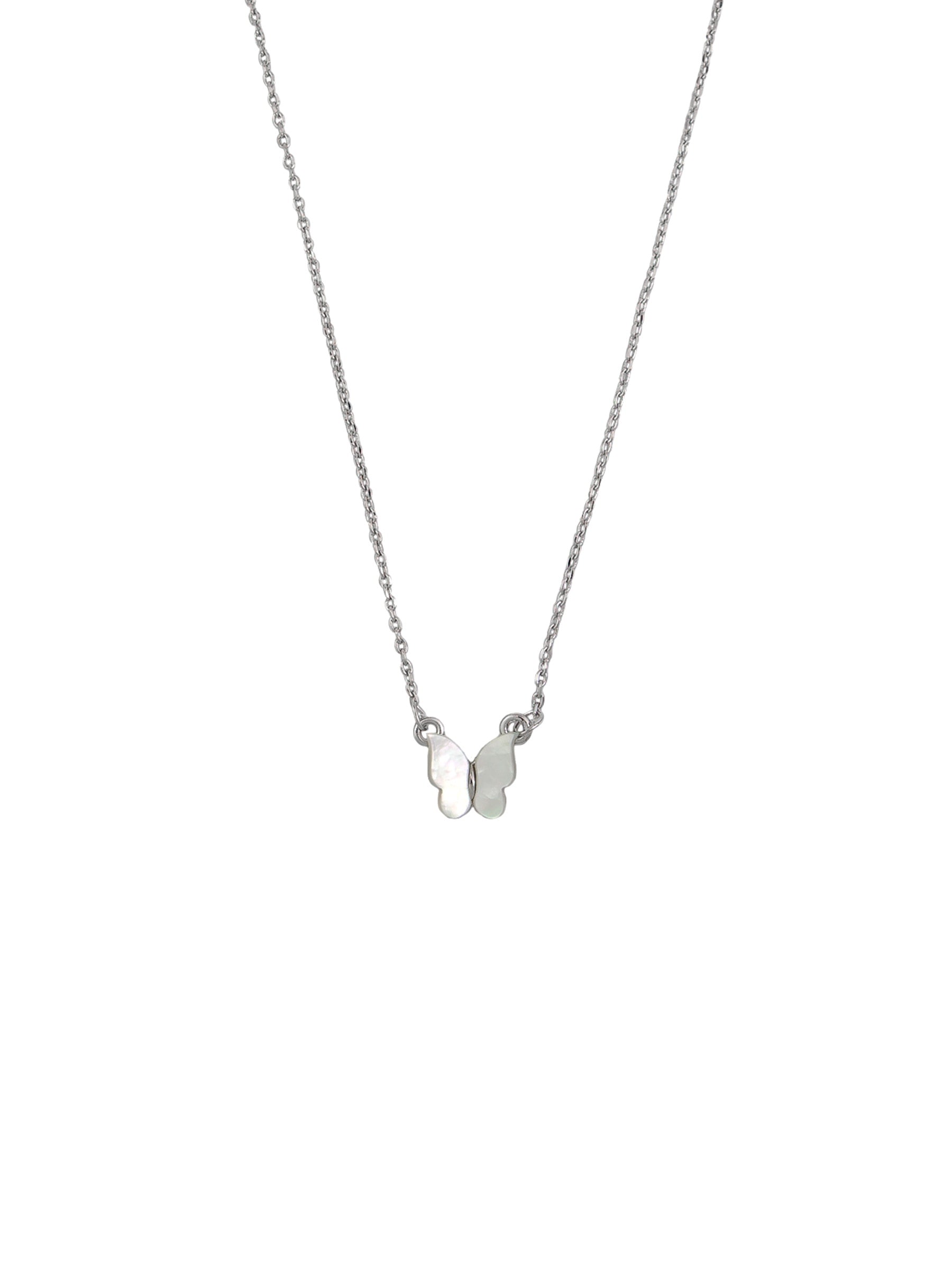 Pearl Butterfly Necklace - Silver