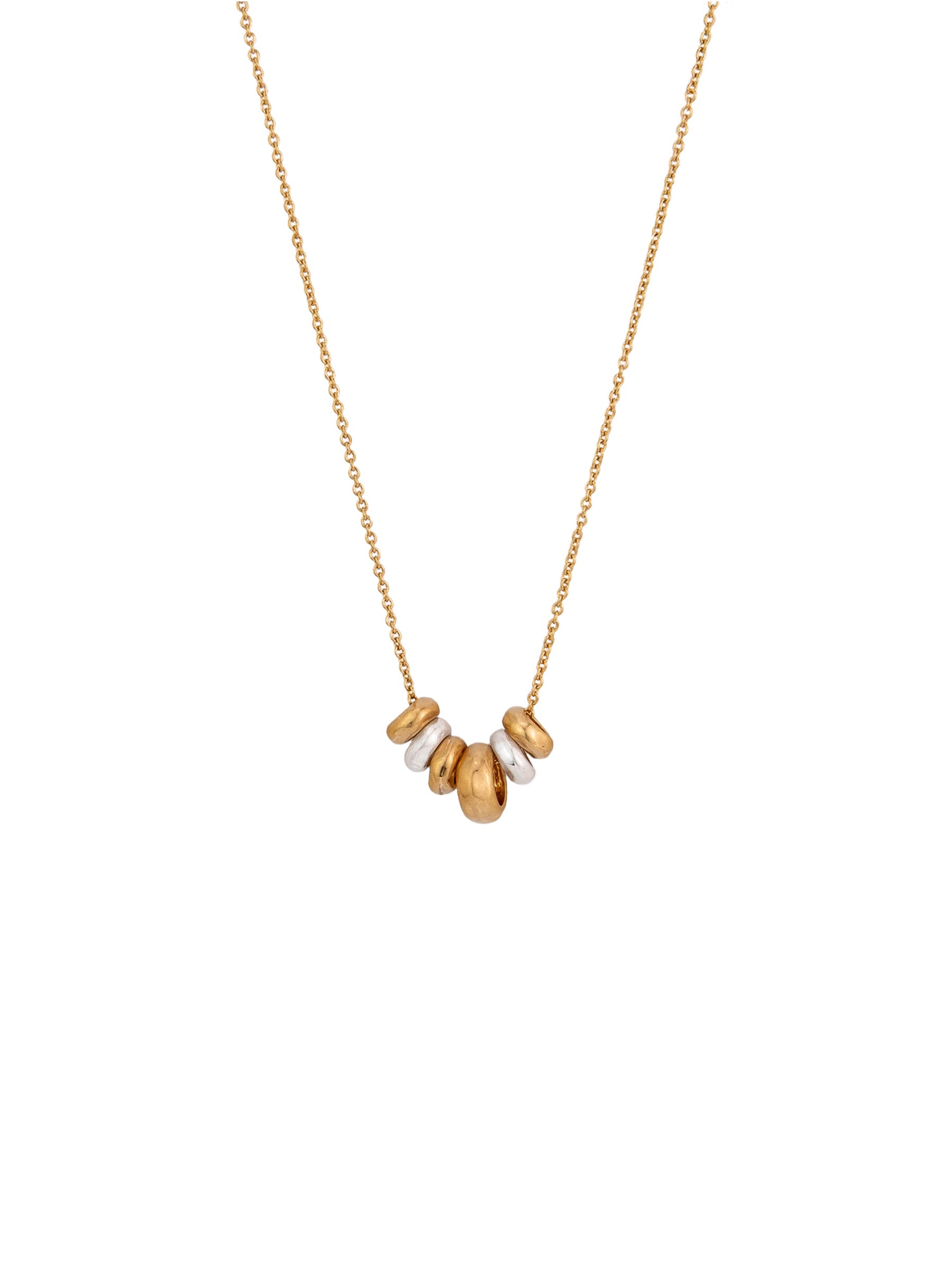 Two Tone Rings Necklace - Gold