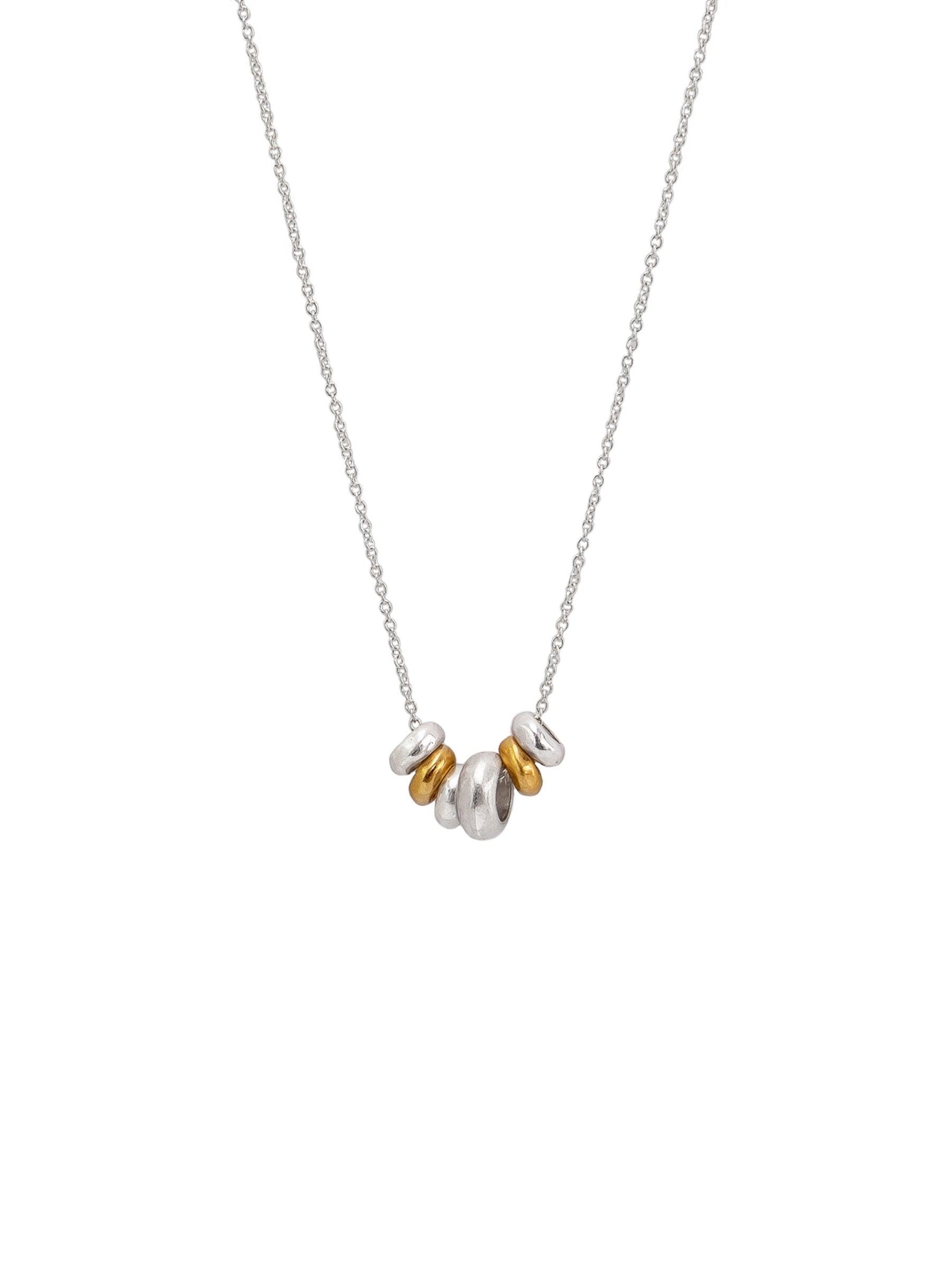 Two Tone Rings Necklace - Silver
