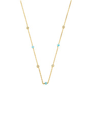 Aqua & Crystal Chain Necklace - Gold