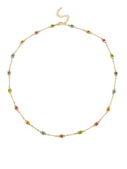 Multi Square Crystal Necklace - Gold