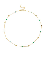 Four Leaf Clover Crystal Necklace - Gold
