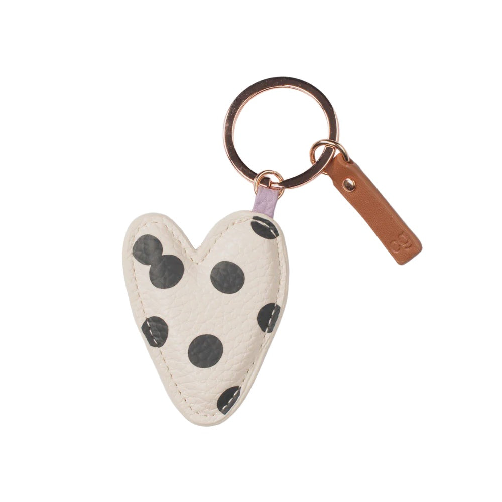 CG Vegan Leather Keyring  - Mono Spot Heart