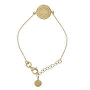 Gold Plate Oval Eye Bracelet with Cubic Zirconia