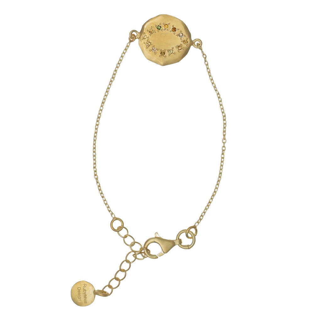 Gold Plate Oval Eye Bracelet with Multi Tourmaline
