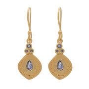 Gold Plate Pokhara Tear Drop Earrings with Lolite