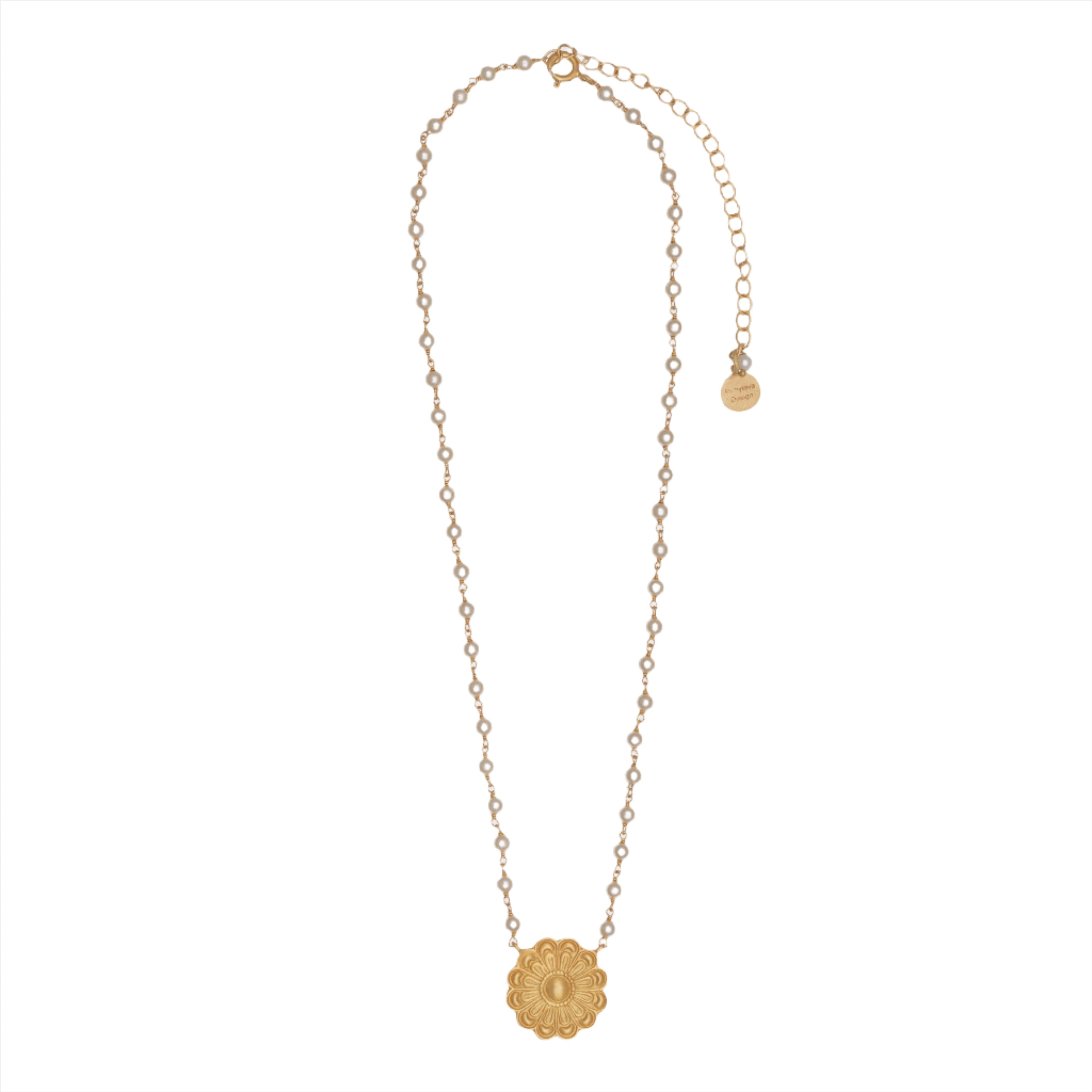 Berber Pendant with Pearl Link Chain Necklace