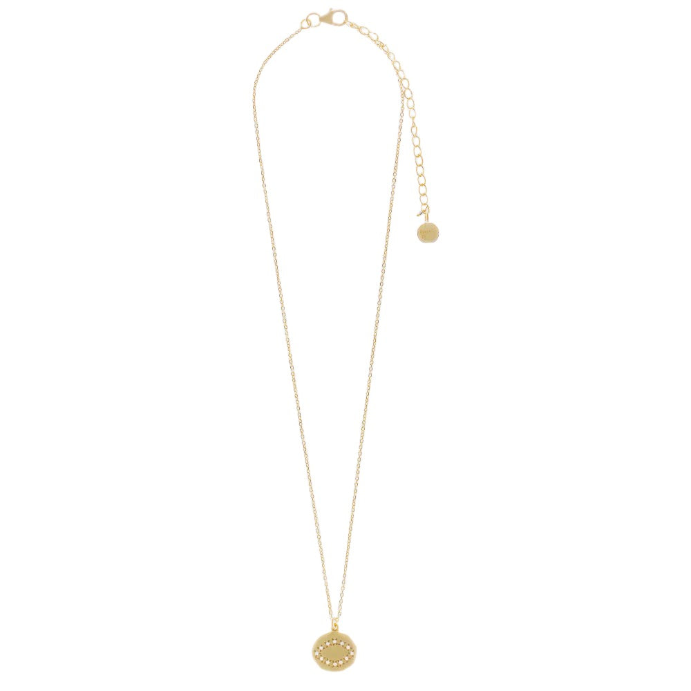 Gold Plate Eye Pendant Cubic Zirconia