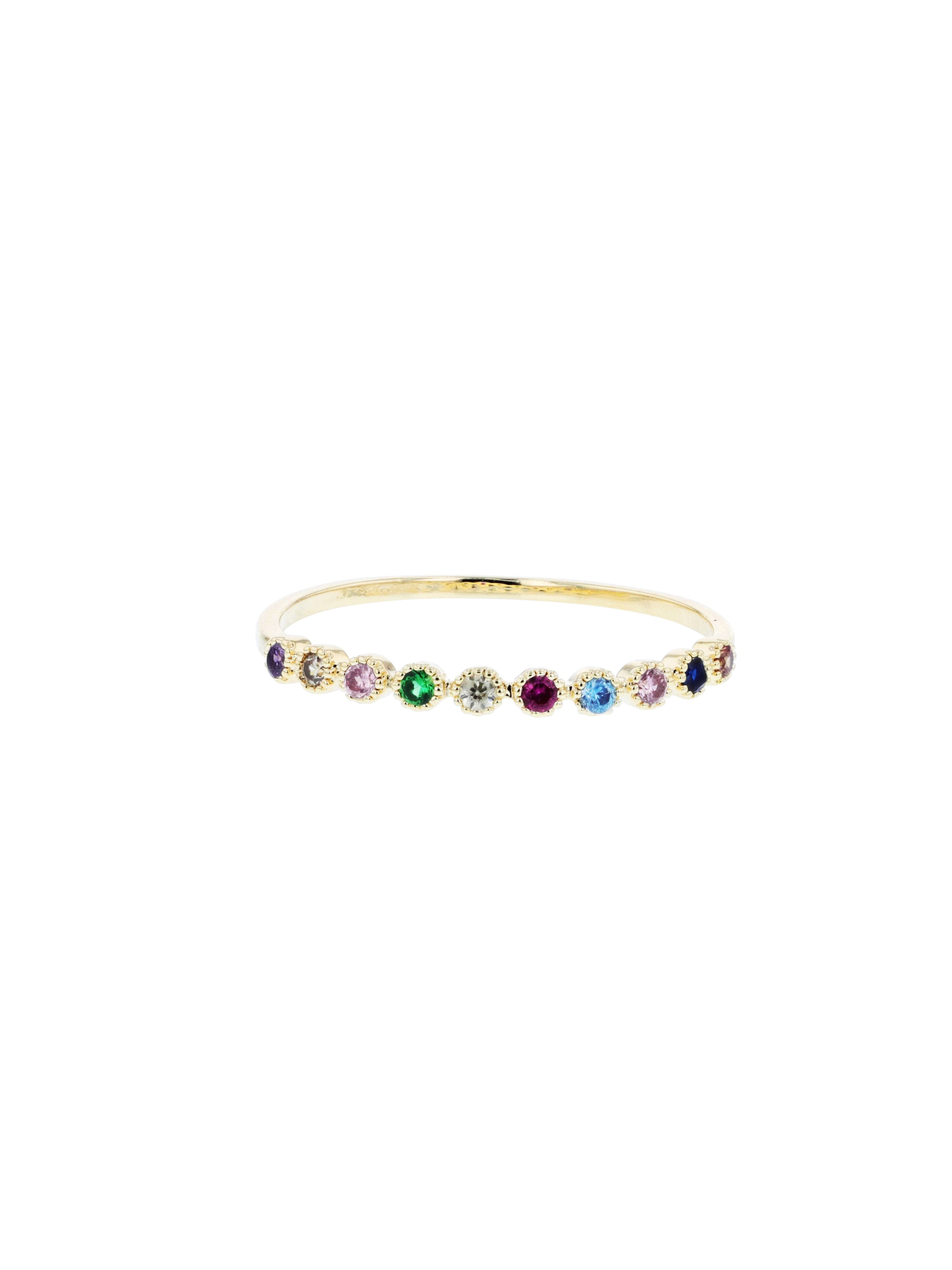 Gold Crystal Half Band Rainbow Ring