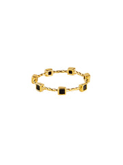 Gold Black Square Band Ring
