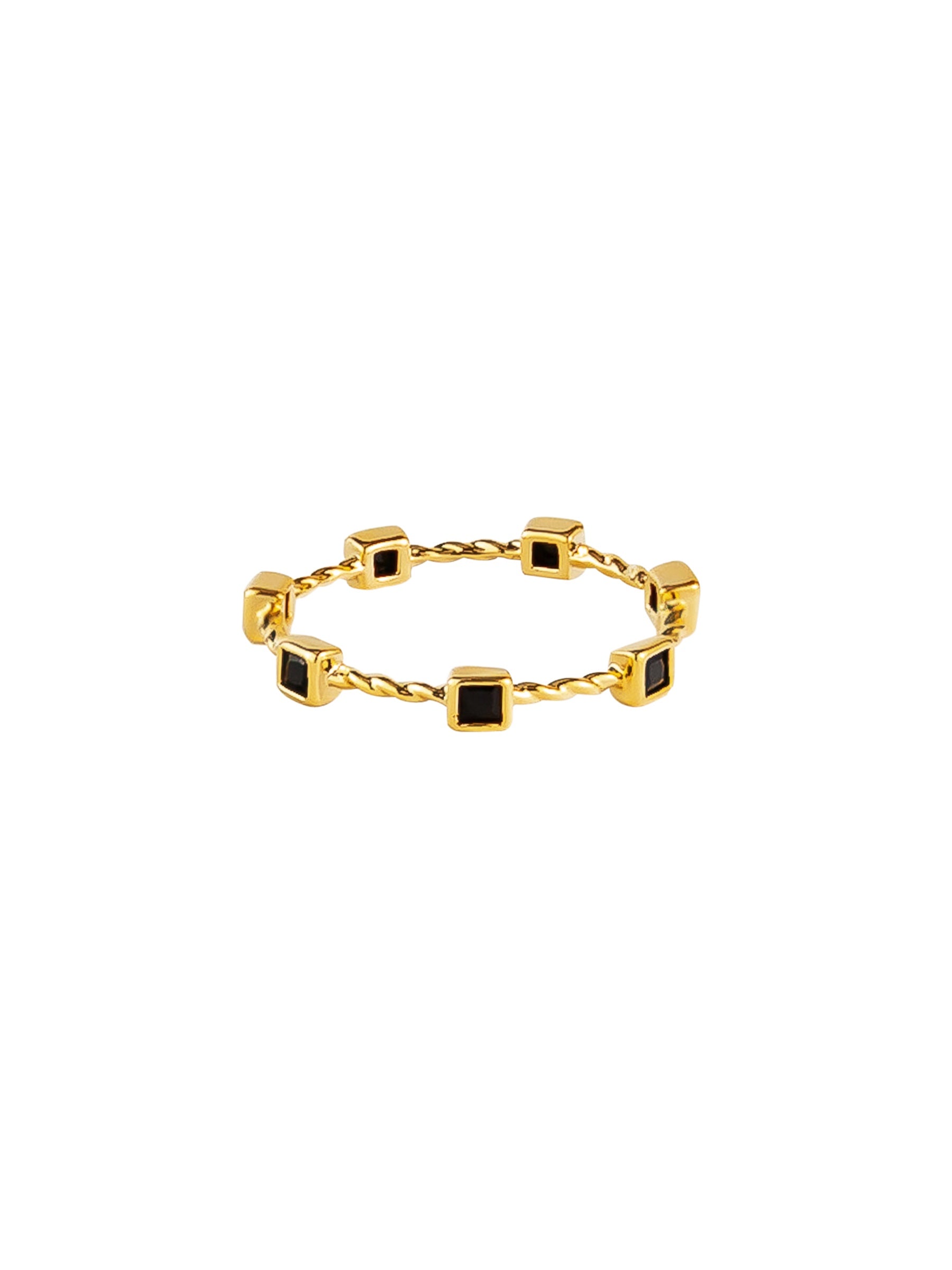 Gold Black Square Band Ring