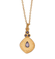 Gold Plate Pokhara Tear Drop Pendant with Lolite
