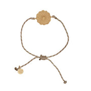 Gold Plate Berber Pendant on Adjustable Beige Silk String Bracelet