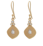 Gold Plate Pokhara Tear Drop Earrings with Cubic Zirconia