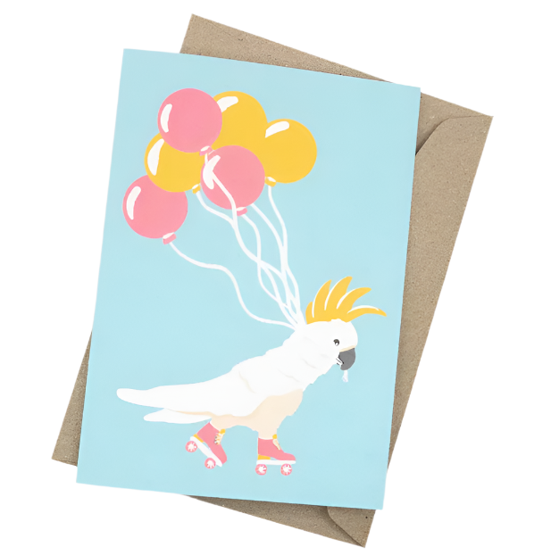 Rollerblading Cockatoo Card