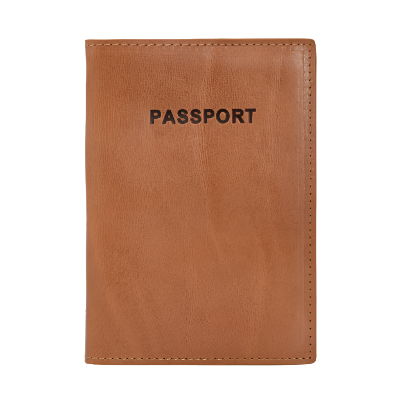 Leather Passport Holder - Brown