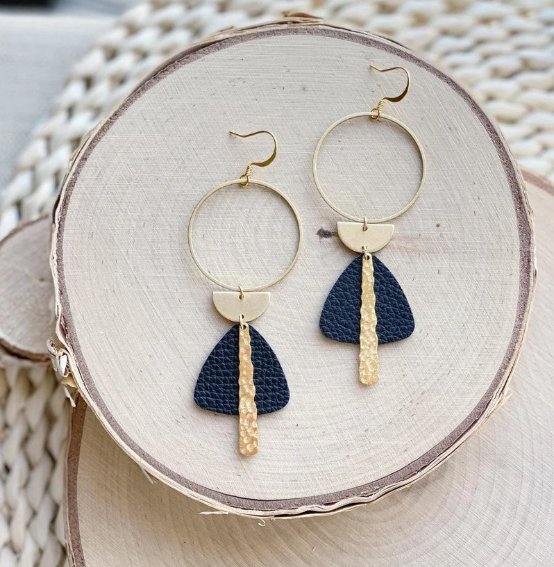 Eisley Hoop Drop Earrings - Coal