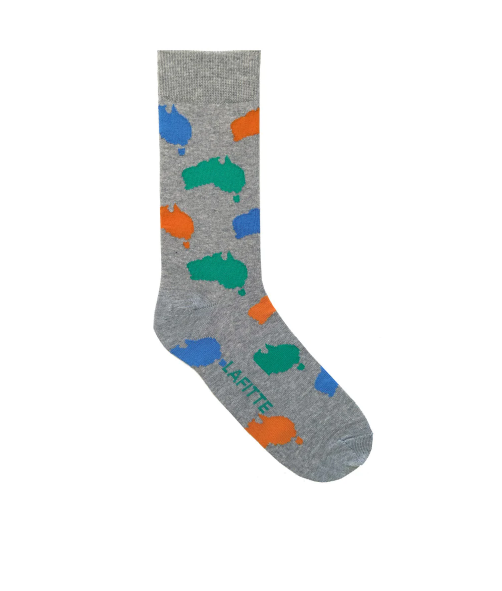 LAFITTE Socks -  Australian Maps - Marle Grey (W8-12, M6-11)