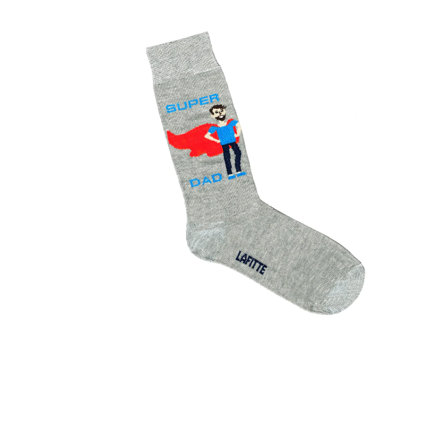 LAFITTE Socks - Super Dad - Marle Grey (W8-12, M6-11)