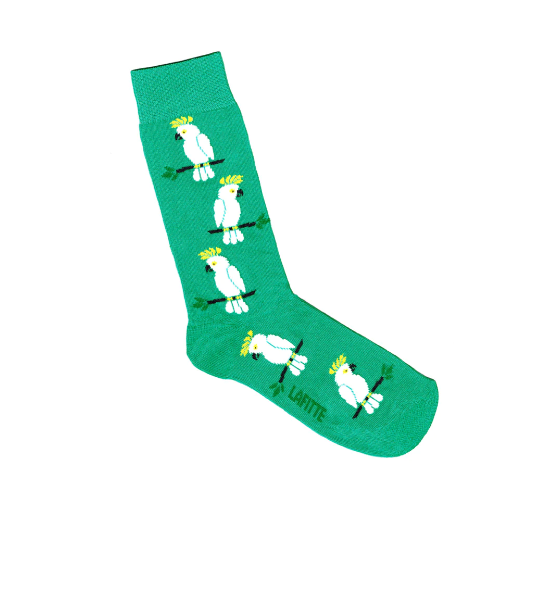 LAFITTE Socks - Cockatoos - Green (W8-12, M6-11)