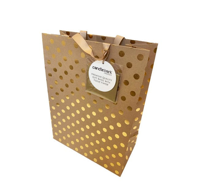 Gift Bag Medium - Gold Dots