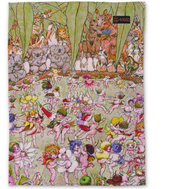 May Gibbs Linen Tea Towel - Bush Dance