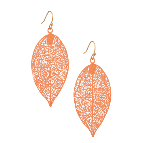 Metal Leaf  Drop Earrings - Silver