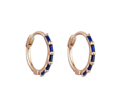 Mini Huggie Earrings, Sapphire - Rose Gold