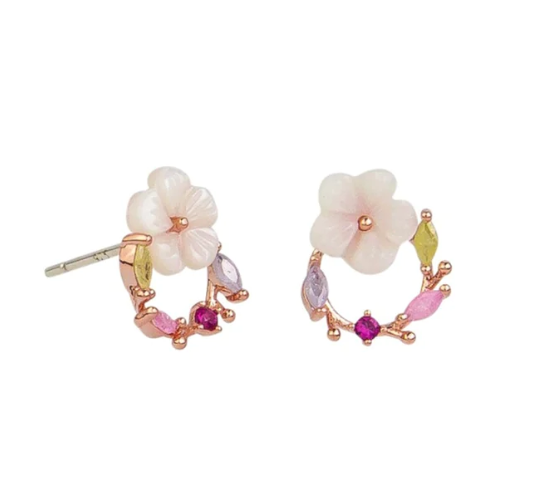 Flower Garden Stud Earrings - Rose Gold